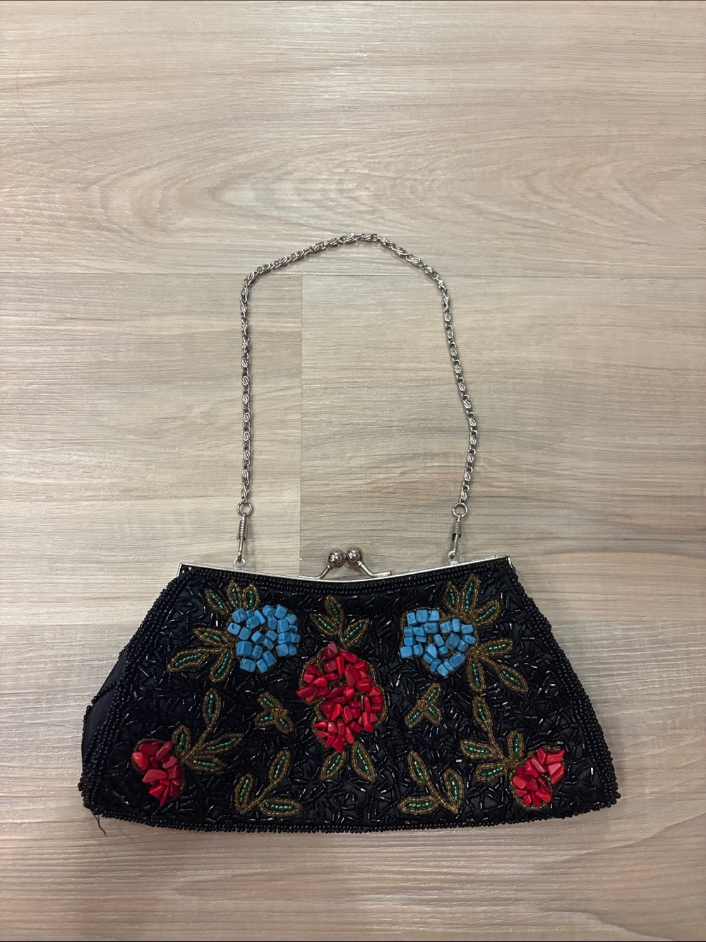 Vintage Y2K Bijoux Terner Floral Beaded Clutch Evening Bag